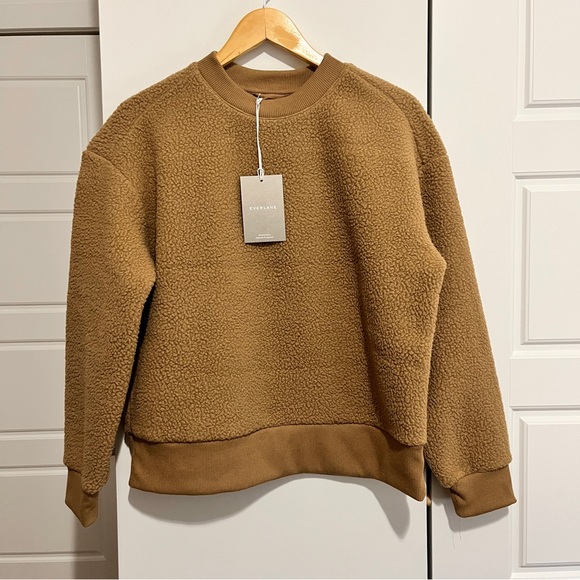 NWT Everlane ReNew Fleece Oversized Crew, Tiger Eye (Tan), Size Small - Picture 2 of 8